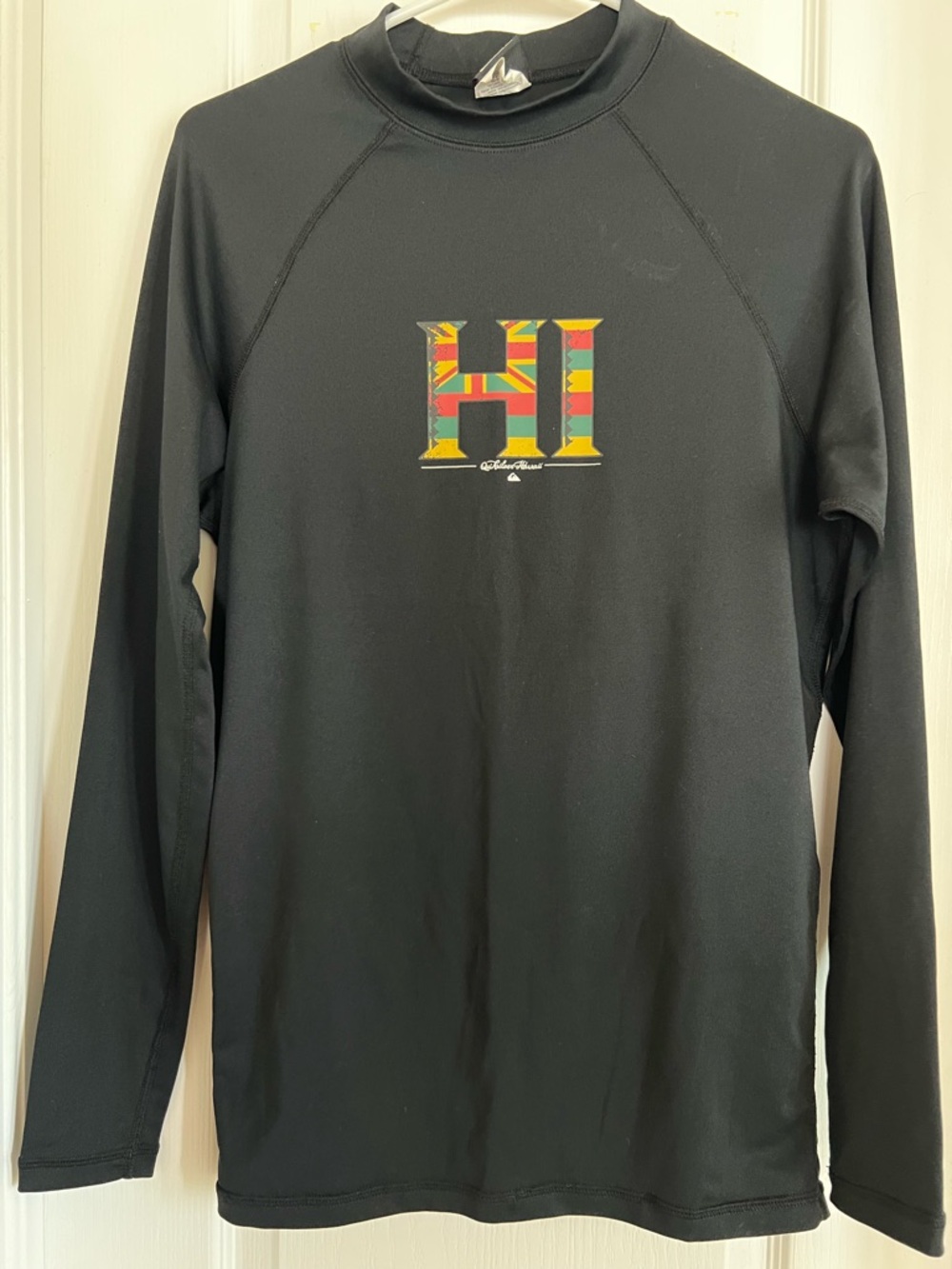 Quiksilver Black Crewneck with Multicolor Patterned 'H' Logo